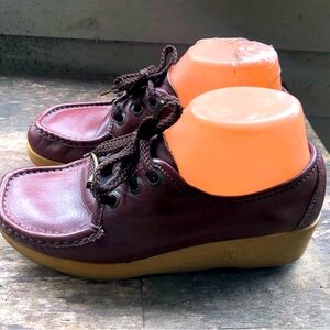 Martinelli Burgundy Leather Platform Wedge Shoes, Made in Italy Shoes Size 7M